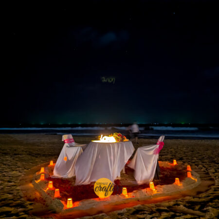 Candlelight dinner setup