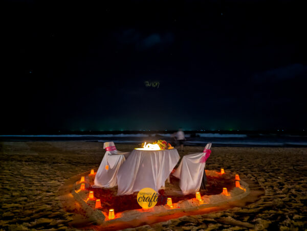 Candlelight dinner setup