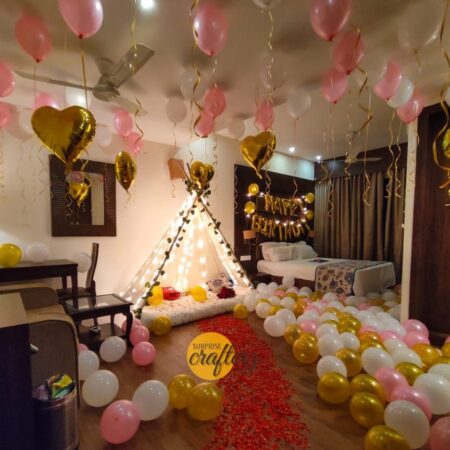 Tent Setup with Balloons