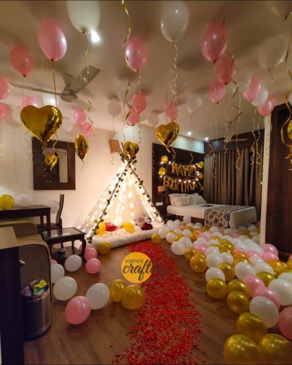 Tent Setup with Balloons